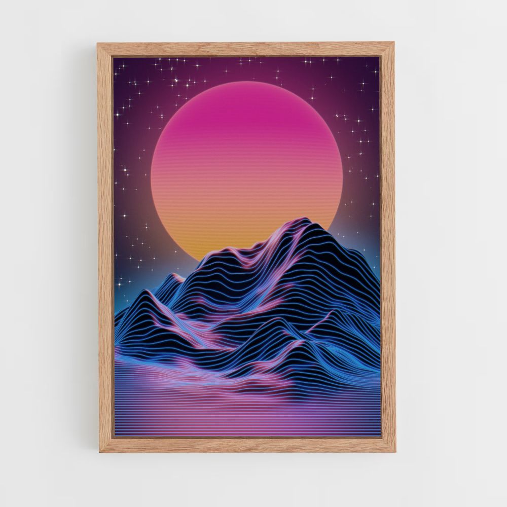 Póster Montaña Synthwave