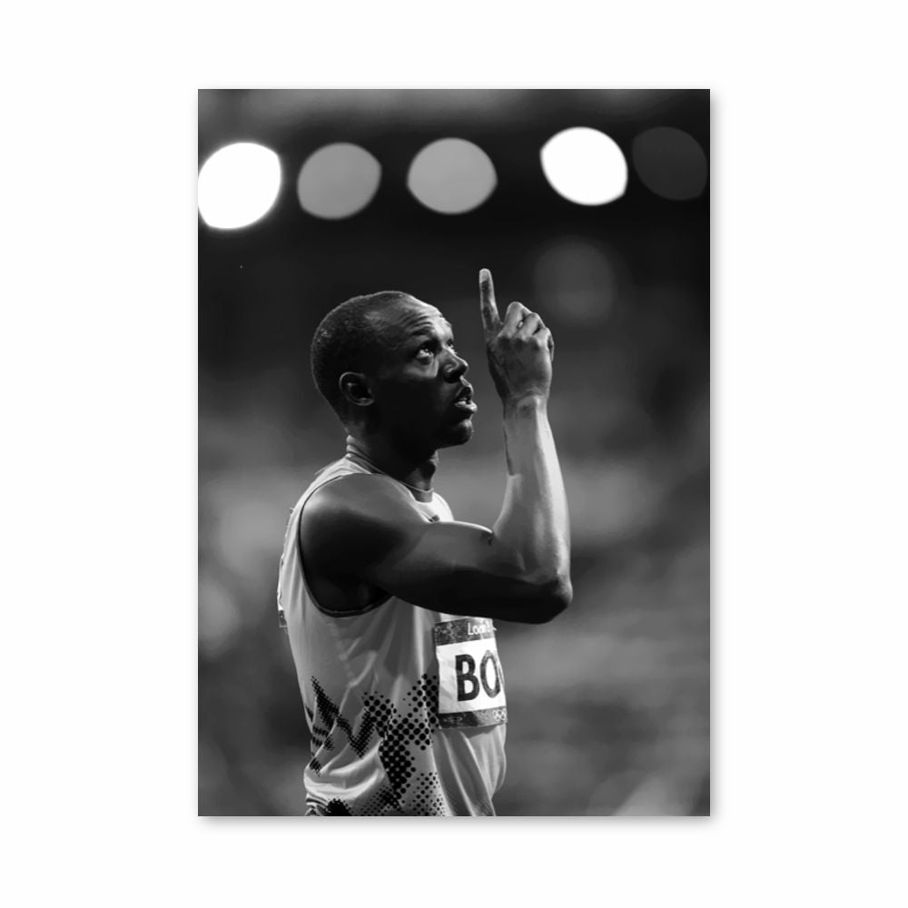 Póster Usain Bolt Blanco y Negro