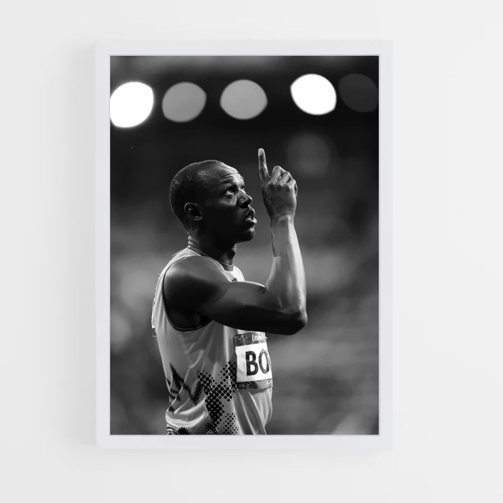 Póster Usain Bolt Blanco y Negro