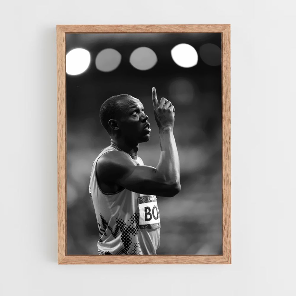 Póster Usain Bolt Blanco y Negro